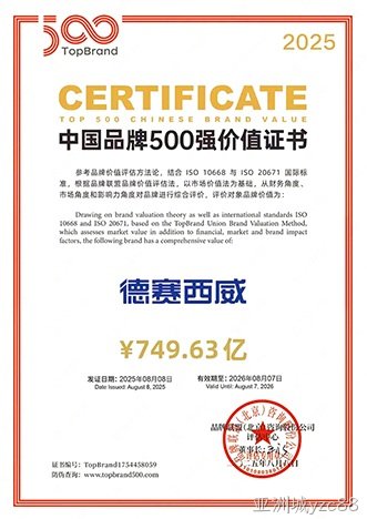 喜讯！亚洲城yzc88西威连续四年上榜“中国品牌500强”